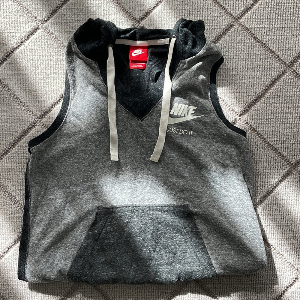 Grey Nike sleeveless hoodie
